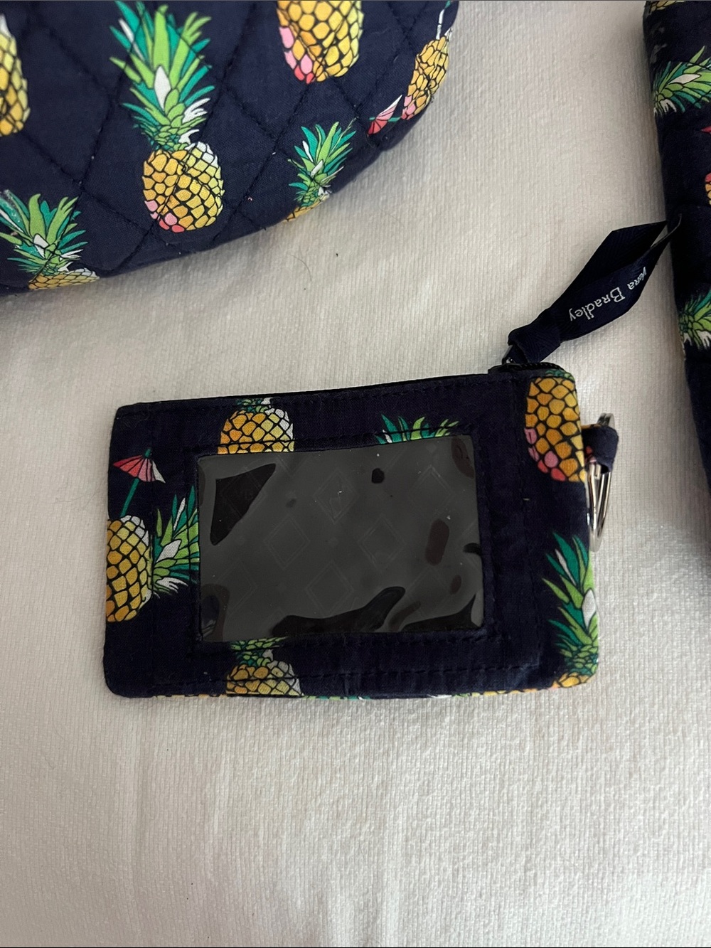 Vera Bradley Black Quilted Tote Set with Yellow Pineapple Print - Picture 2 of 5